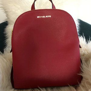 Michael Kors Cindy Large Leather Backpack Scarlet